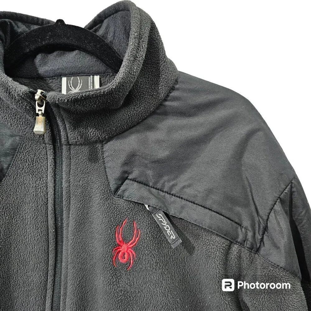 SPYDER Full Zip Fleece Black And Red Shell Jacket